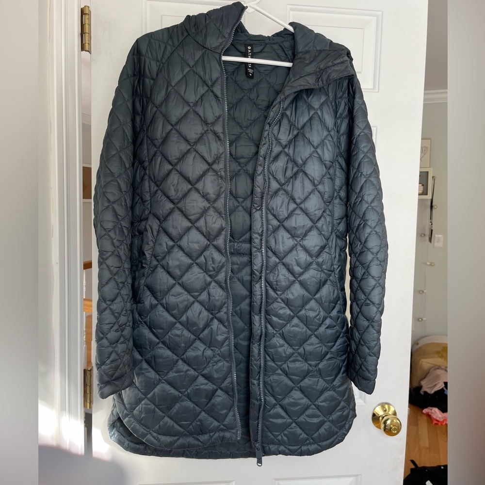Athleta Charcoal Quilted Puffer Coat